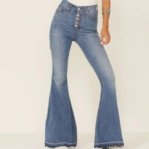 We the Free People Irreplaceable Flare Jean 30 medium wash stretch OB1070992 - Picture 1 of 11